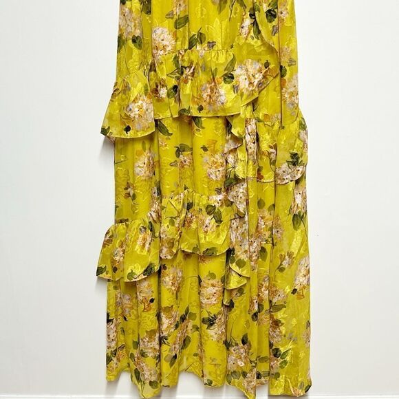 NWT Jessakae Sarahan Dream Dress Yellow floral ruffle maxi Sz L - Picture 7 of 9